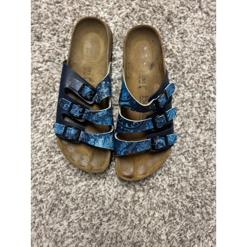 Betula by Birkenstock Florida Blue Paisley Three Strap Sandals Womens 10 L10 M8